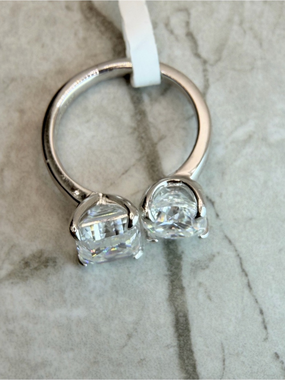 5CT Moissanite Ring • Emerald & Round Cut Duo • Sterling Silver • Size 5 - Picture 13 of 16